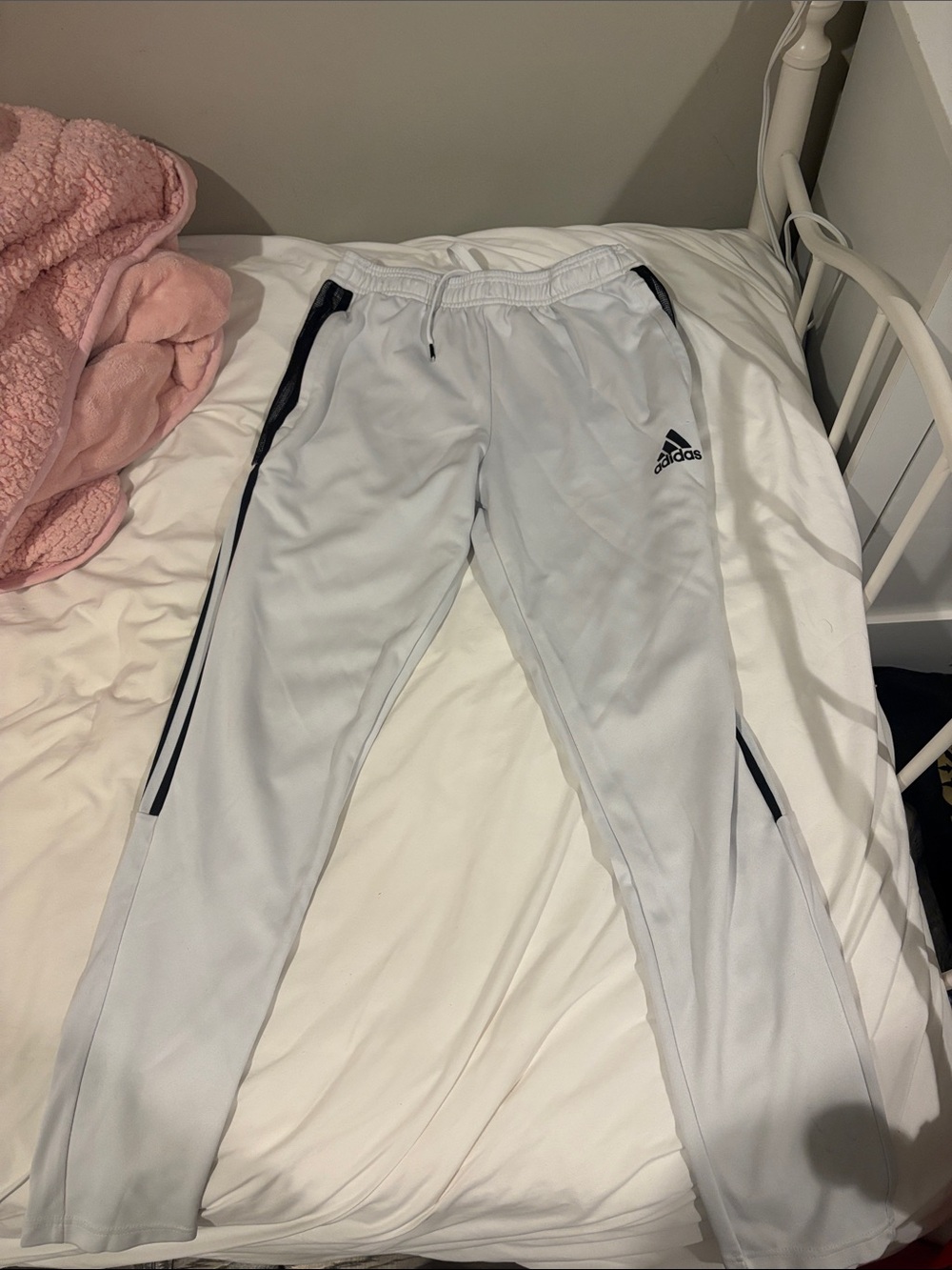 adidas White Track Pants with Black Trim